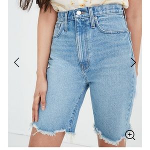 High waisted denim Bermuda shorts